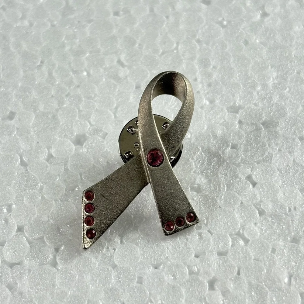 Lot 3 VTG Pink Ribbon Awareness Pins Breast Cancer Support‎ Enamel & Rhinestone